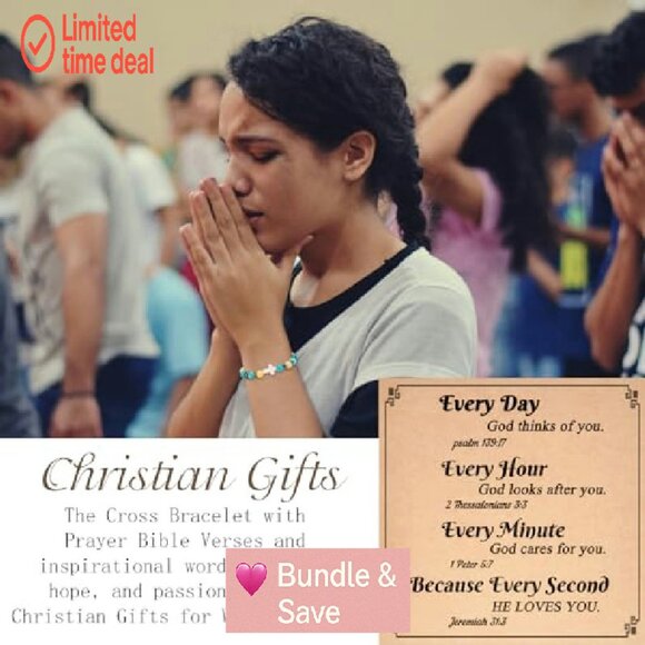 8-Piece Natural Stone Cross Bracelet Set, Stretch Fit, Christian Jewelry - Picture 3 of 8